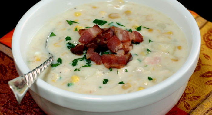 Crab and Corn Chowder with Bacon