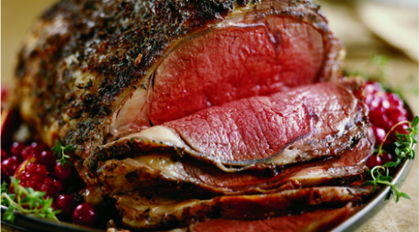 Standing Rib Roast with Two Mushroom Sauce