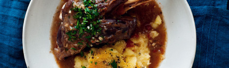 Braised Lamb Shank with Gremolata and Baked Polenta