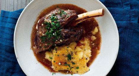 Braised Lamb Shank with Gremolata and Baked Polenta