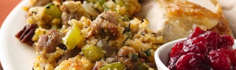 Cornbread Sausage Dressing with Apples & Pecans