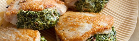 Pork Chops Stuffed with Feta and Spinach