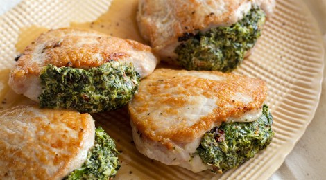Pork Chops Stuffed with Feta and Spinach